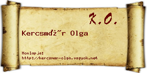 Kercsmár Olga névjegykártya